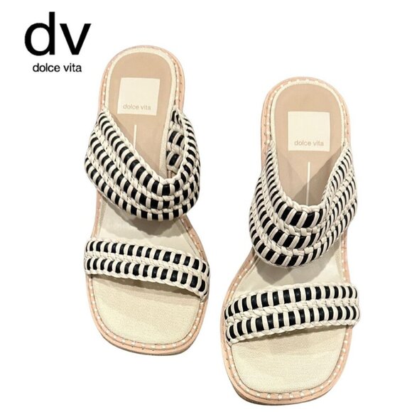 Dolce Vita Abigail Espadrille Wedge Sandals | Size 7 | NWOB | Black and Tan - Picture 1 of 15